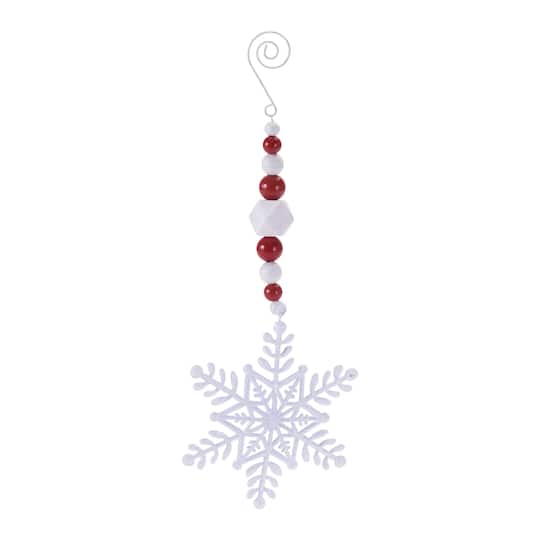 Melrose 9.75" Red & White Snowflake Drop Ornaments Set